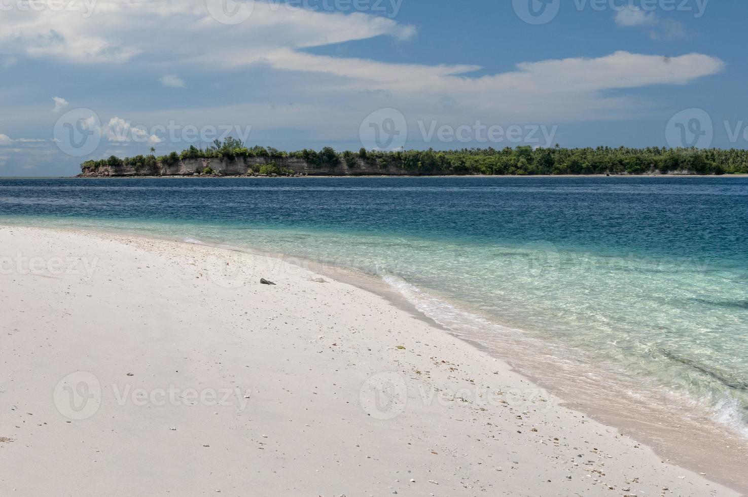 White Sand Beach in Turquoise Tropical Polynesian Paradise Palm photo