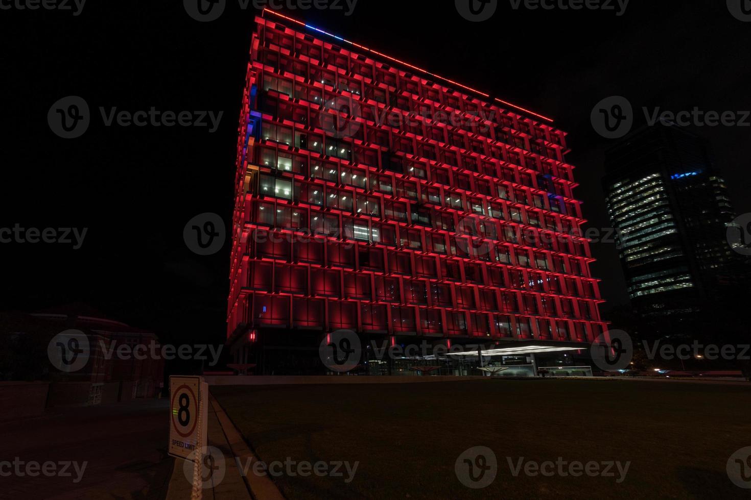 PERTH, AUSTRALIA, AUGUST, 18 2015 - Illuminated building at night photo