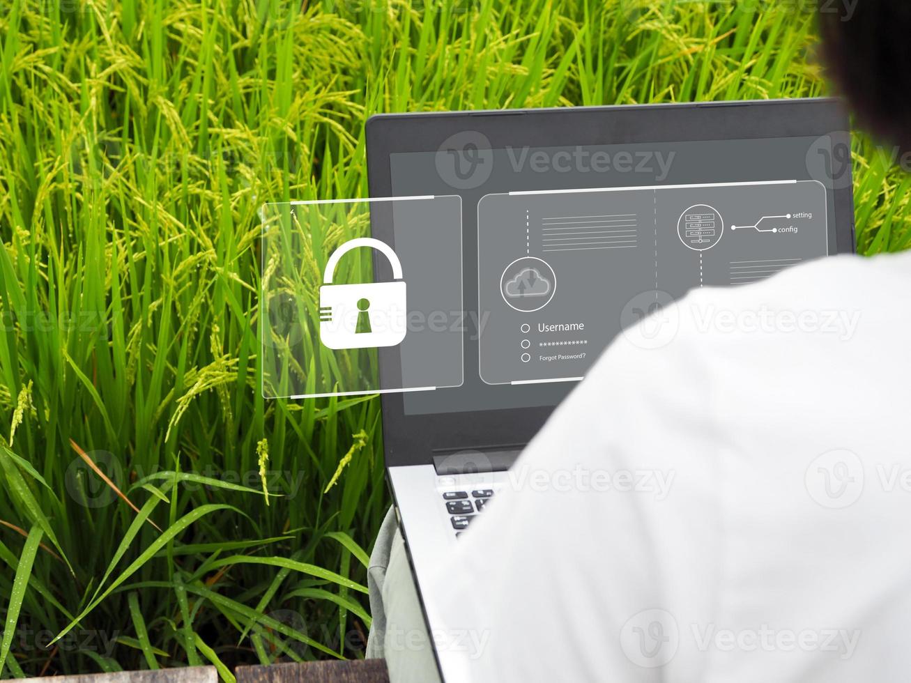 technology security concept Identification of activation Safe use of the Internet to protect personal information. photo
