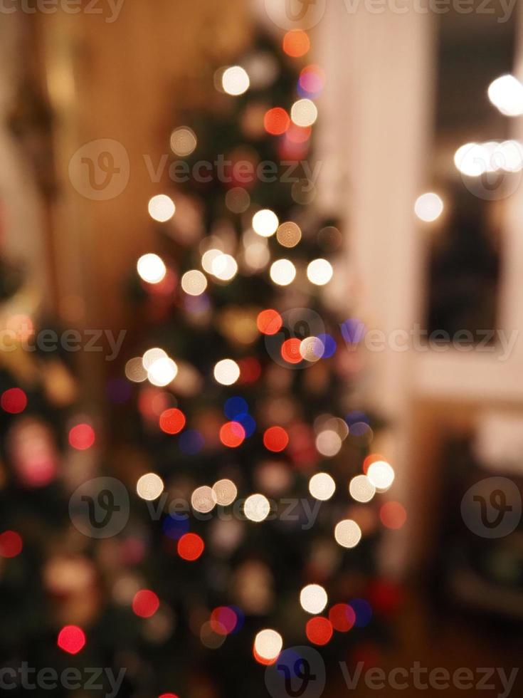 christmas tree lights blur background photo