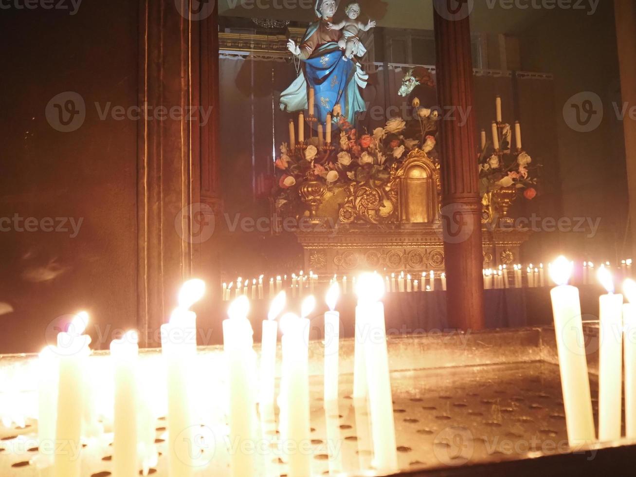 church votive candles white flames photo