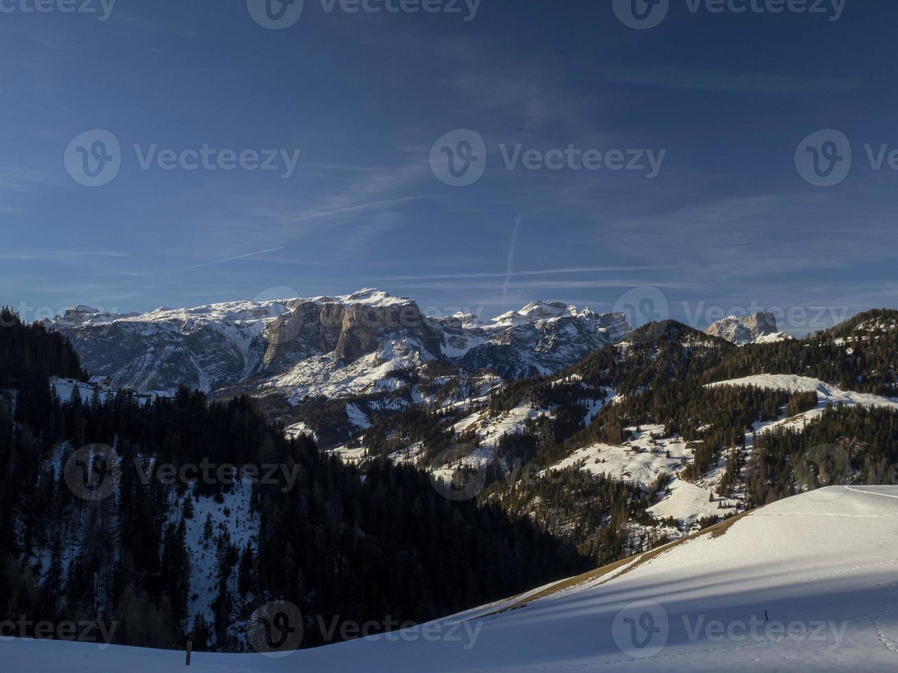 dolomites snow panorama val badia armentara photo