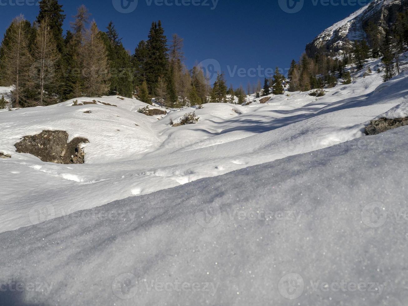 dolomites snow panorama val badia armentara photo