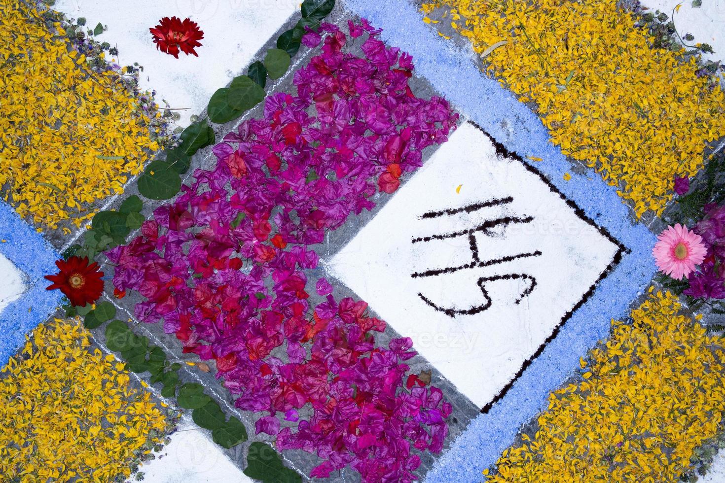 petal and flower carpet for corpus domini christi celebration photo