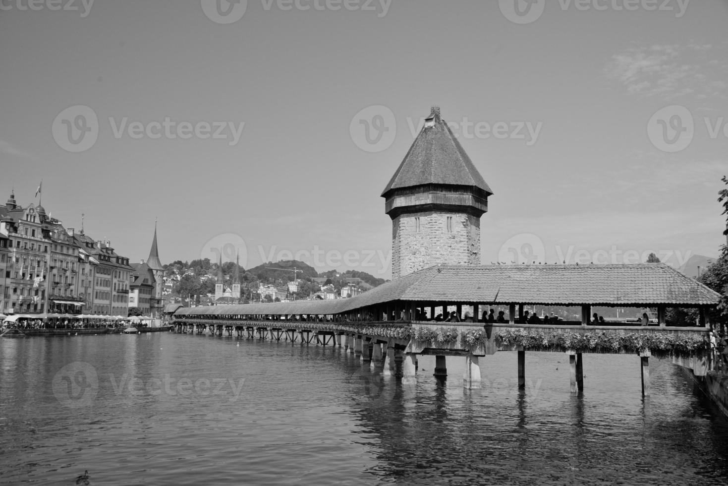 Luzern Switzerland wooden covered bridge photo