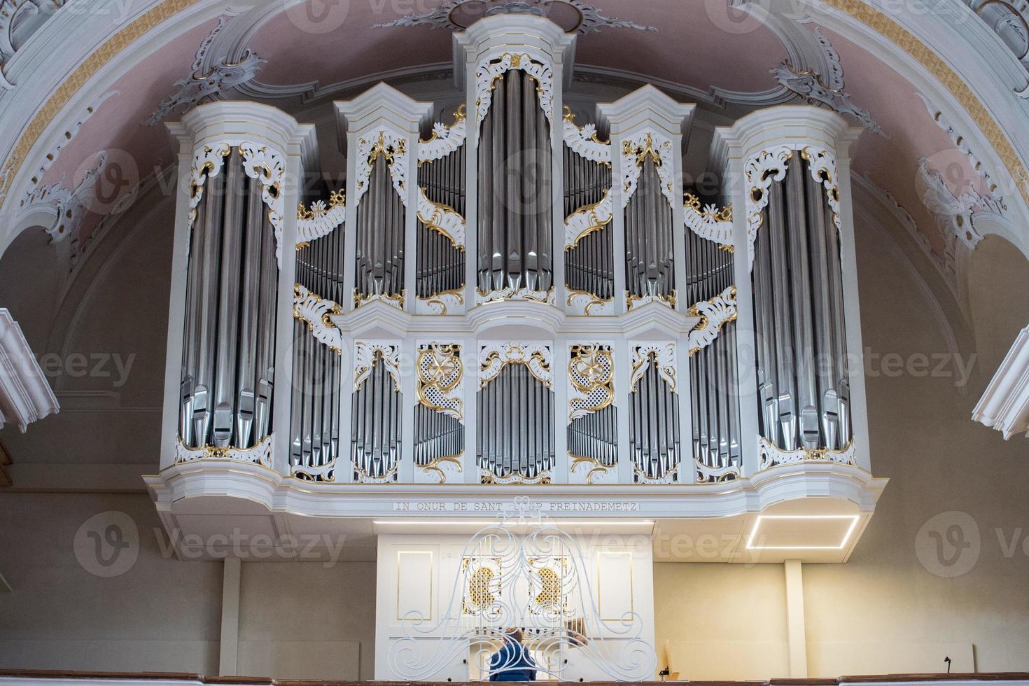 antique old italian mountain church white organ photo