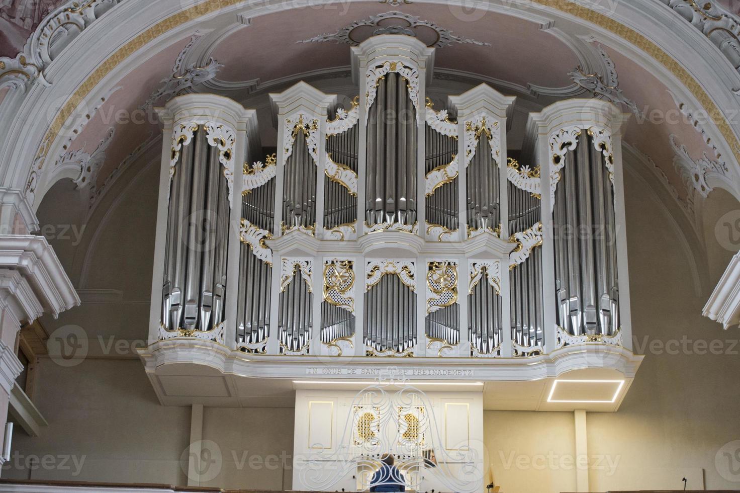 antique old italian mountain church white organ photo