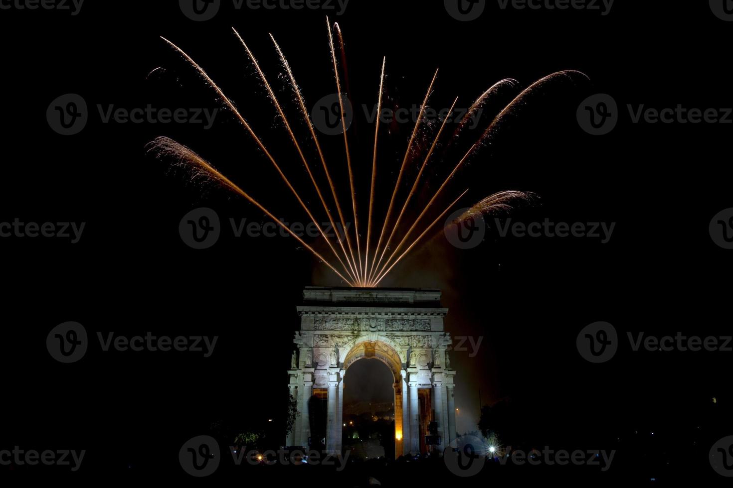 Happy new year and merry xmas fireworks on triumph arc photo