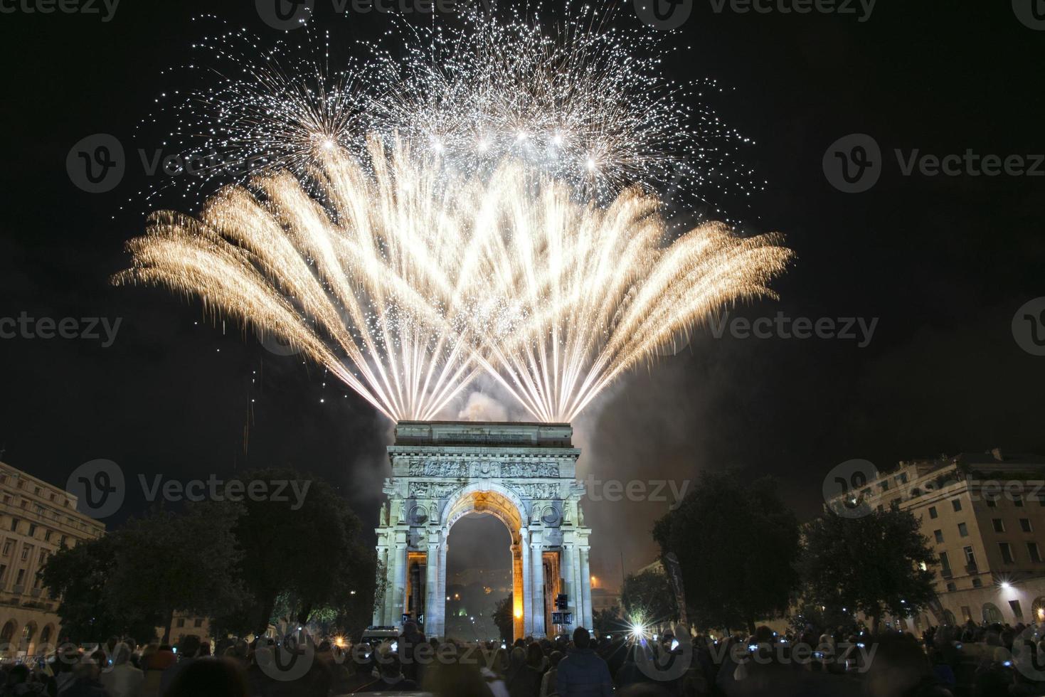 Happy new year and merry xmas fireworks on triumph arc photo