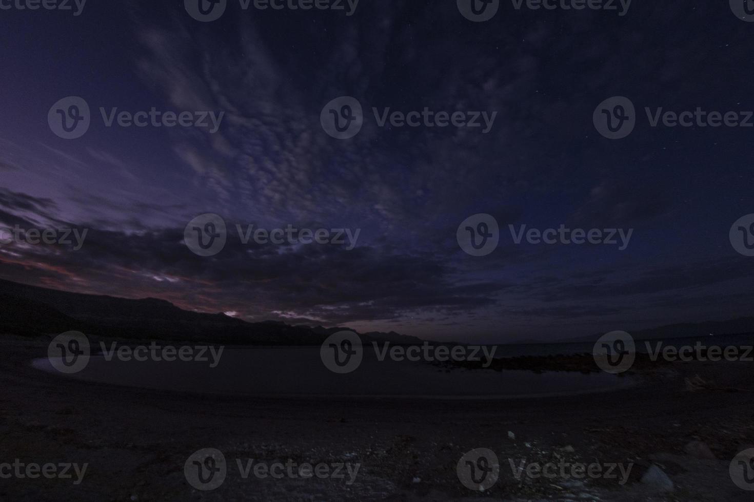 tent camp in desert sandy beach in california at night photo