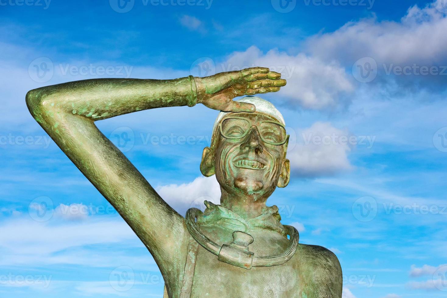 Jacques Cousetau copper statue in mallejon la Paz Baja California Sur photo