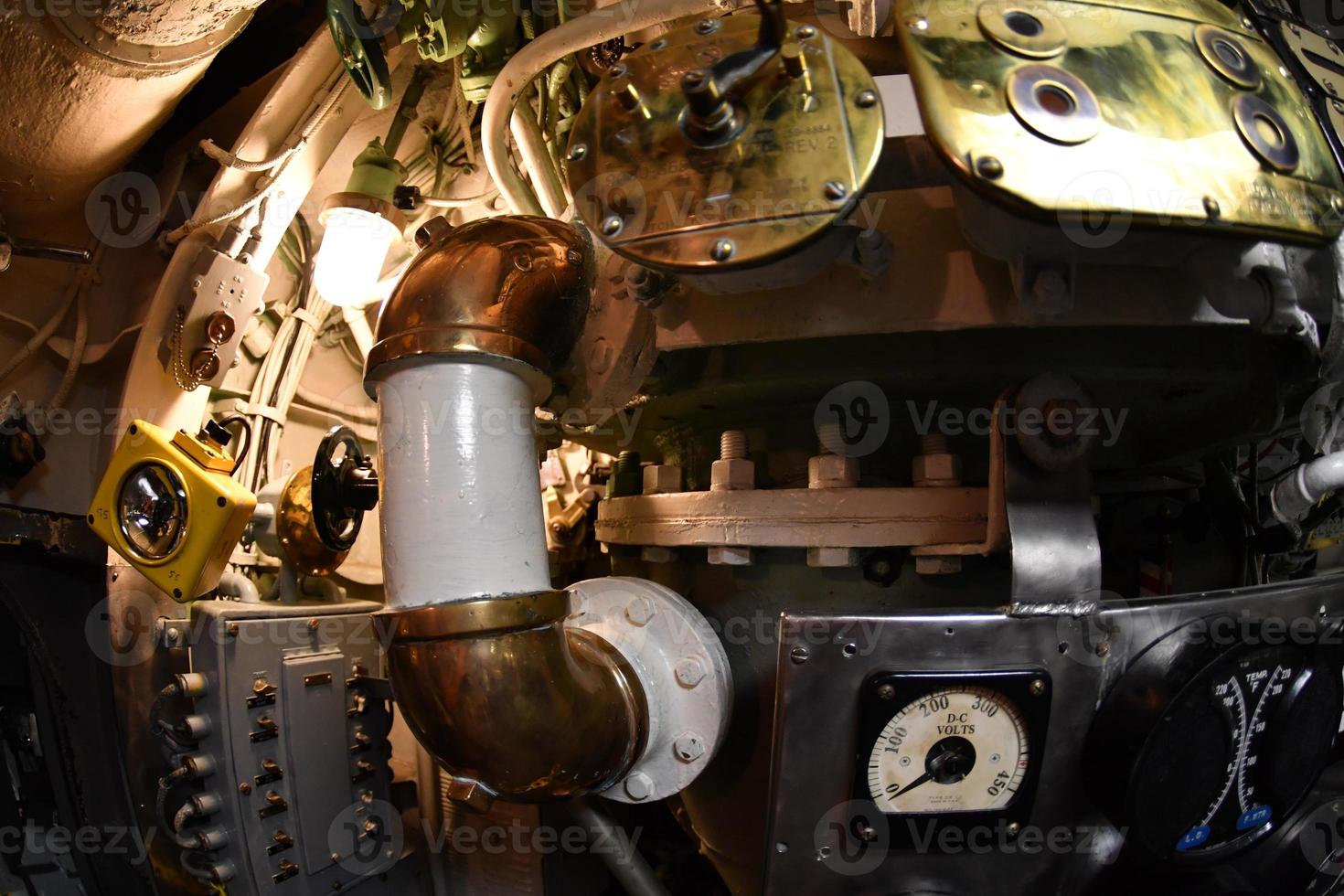 BALTIMORE, USA - JUNE 21 2016 - inside TORSK ii world war submarine view detail close up photo