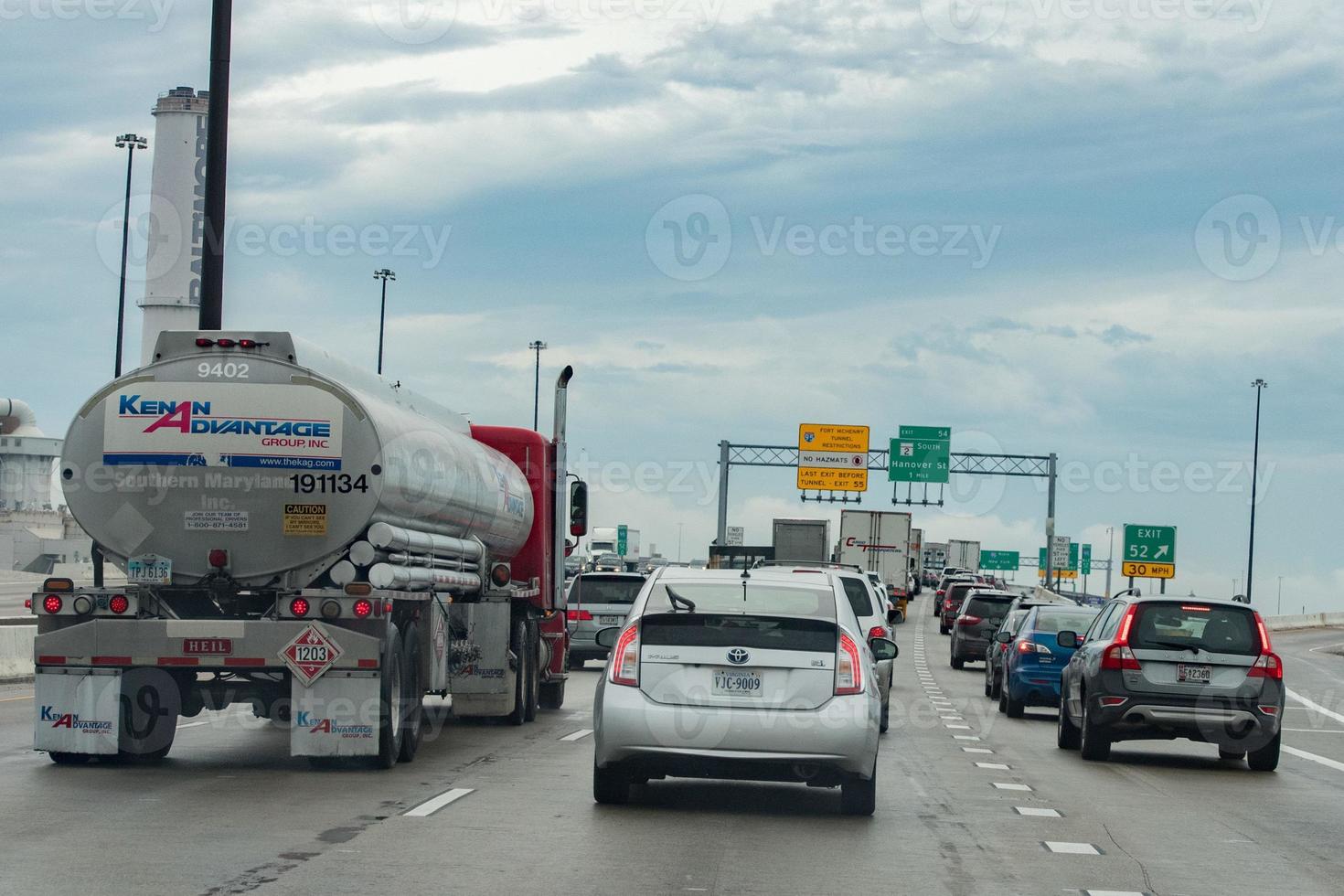 WASHINGTON, USA - JUNE, 23 2016 Maryland congested highway on rainy day photo