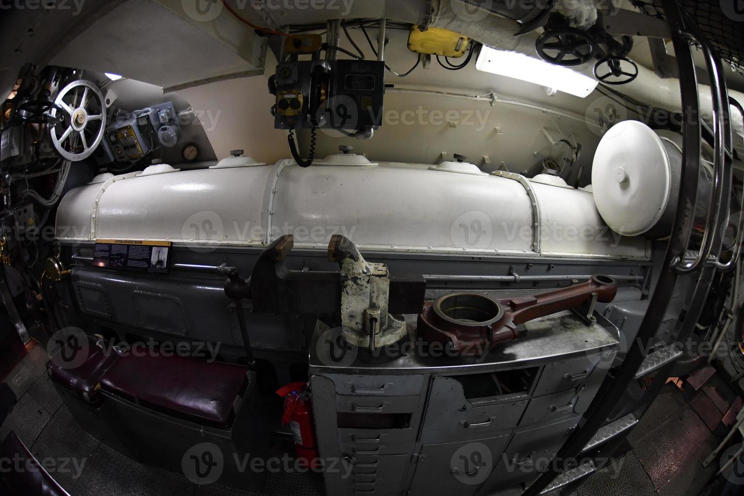 BALTIMORE, USA - JUNE 21 2016 - inside TORSK ii world war submarine view detail close up photo