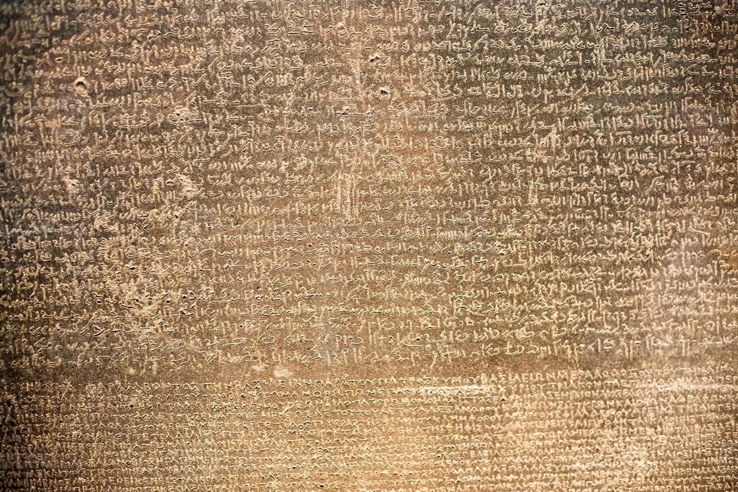 Rosetta stone three languages close up photo