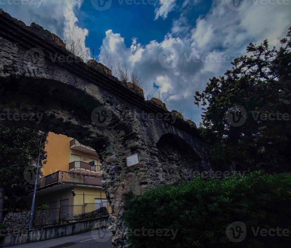old walls of varazze medieval village by the sea liguria italy photo