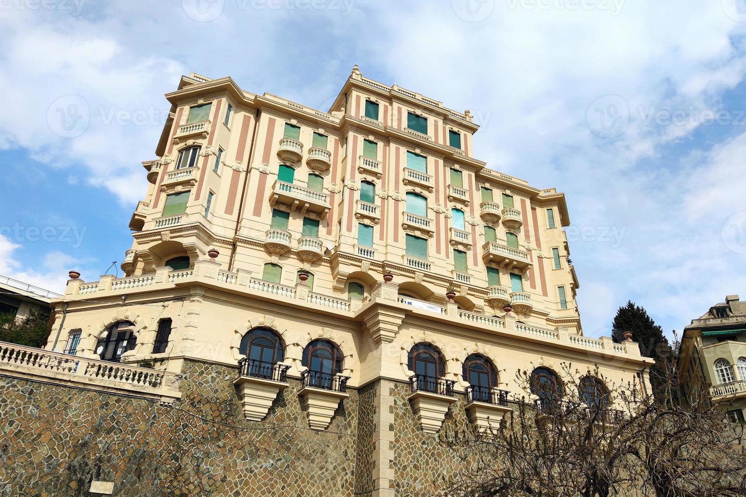 Corso Italia historic palace building by the sea in Genoa photo