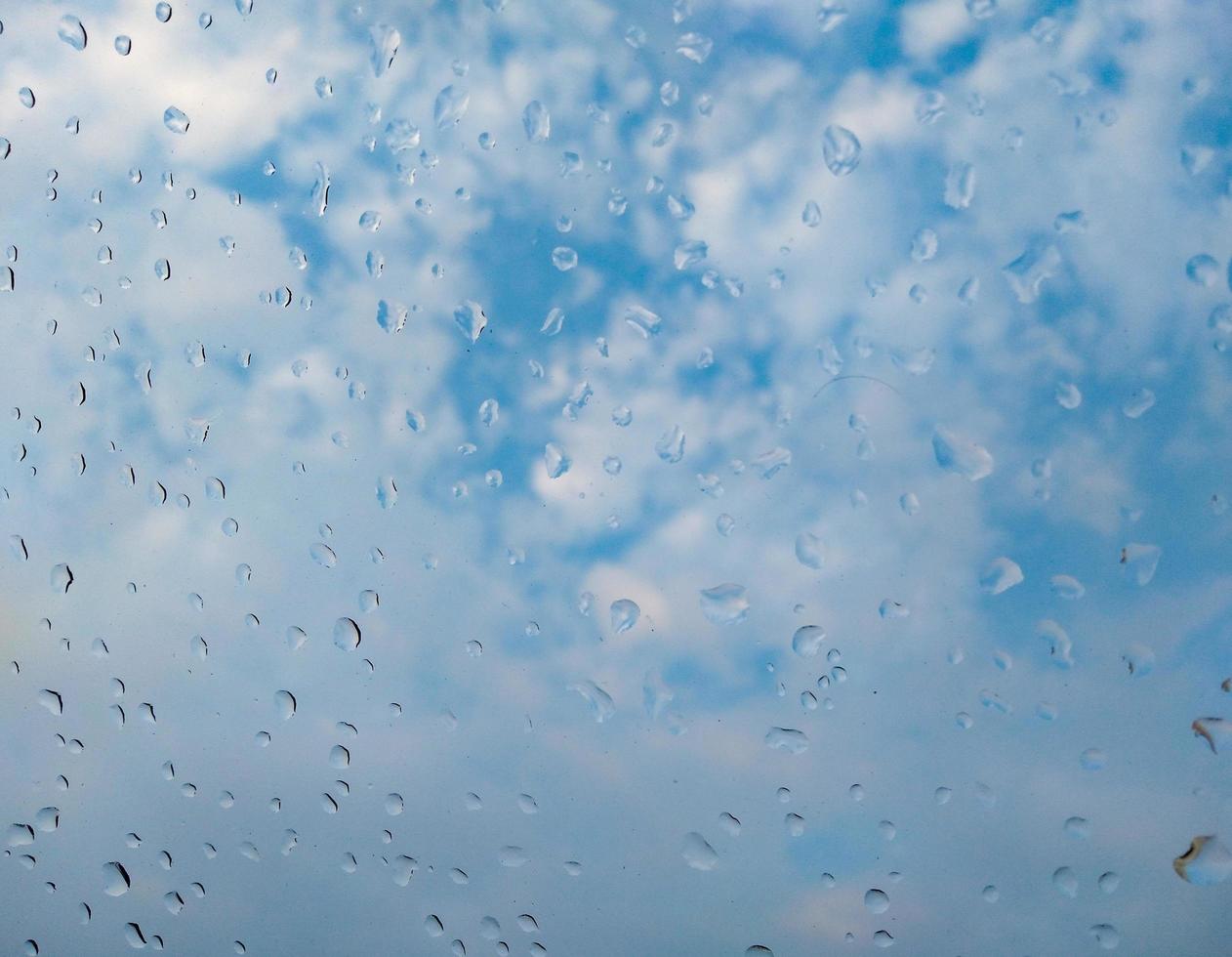 glass rain drops cloudy blue sky weather forecast meteorological department rainy season photo