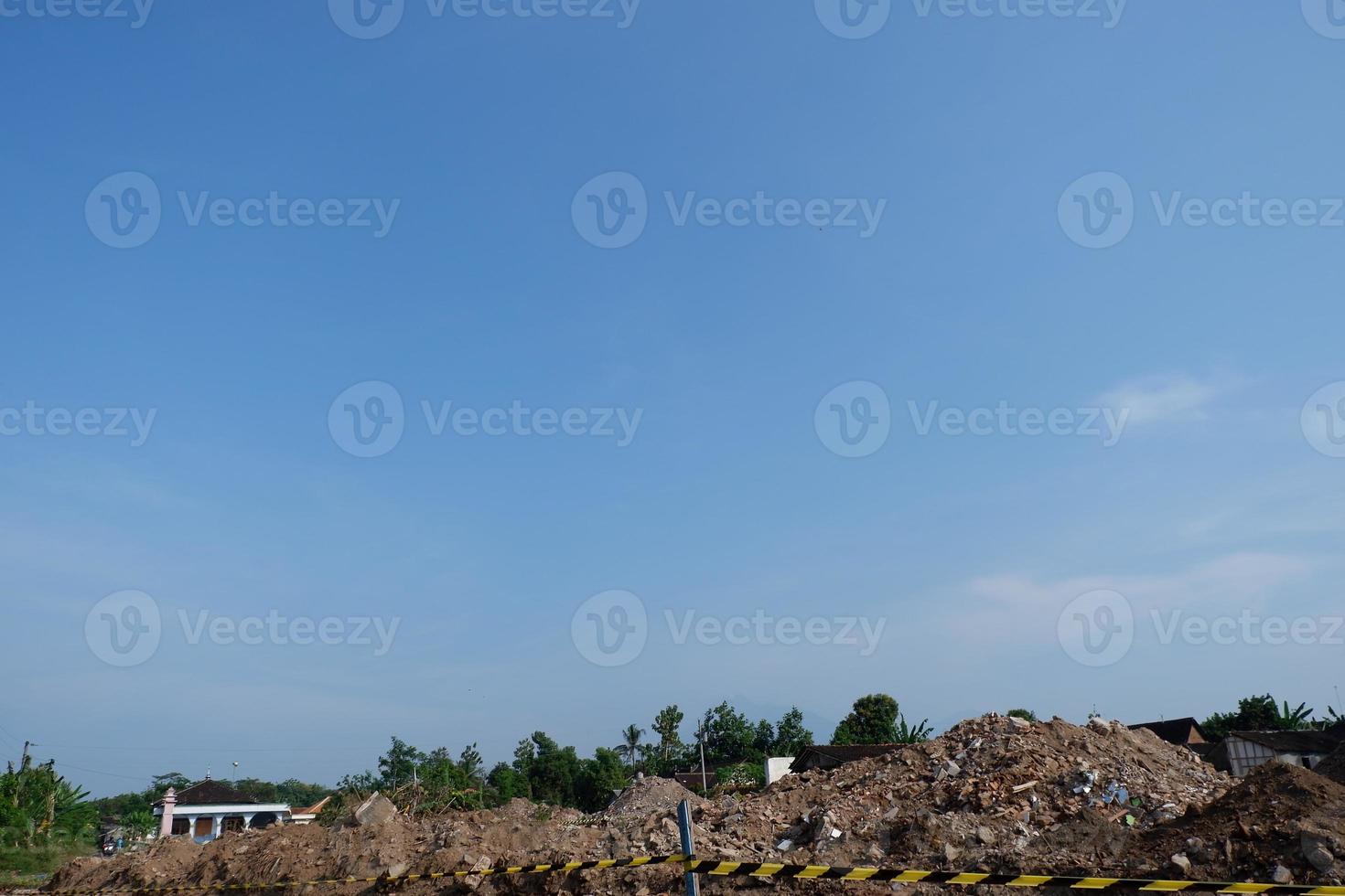 concrete debris from the demolition, road and placed the left on the ground to toll roads photo