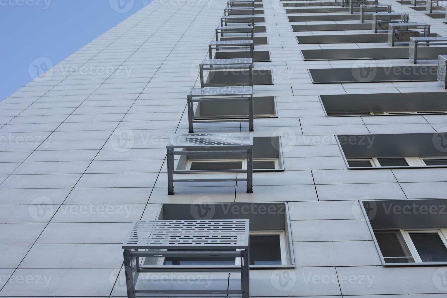 Air conditioning in building. Design for air conditioner. Windows in building. photo