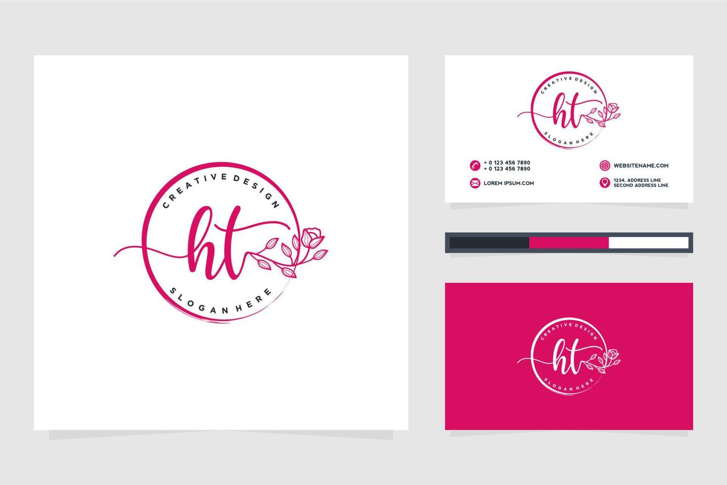 inicial ht femenino logo colecciones y negocio tarjeta templat prima vector