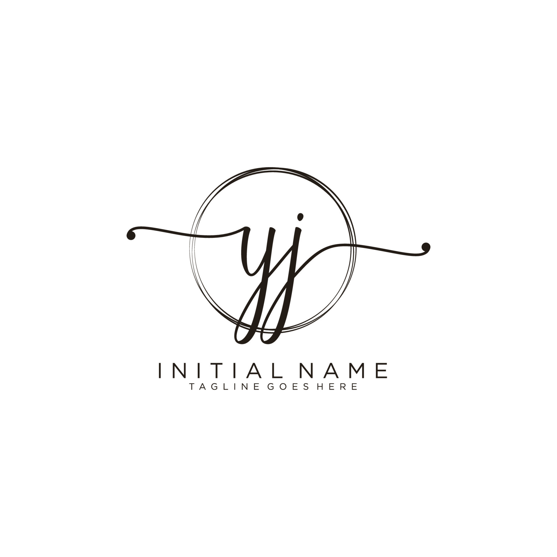 Initial YJ feminine logo collections template. handwriting logo of