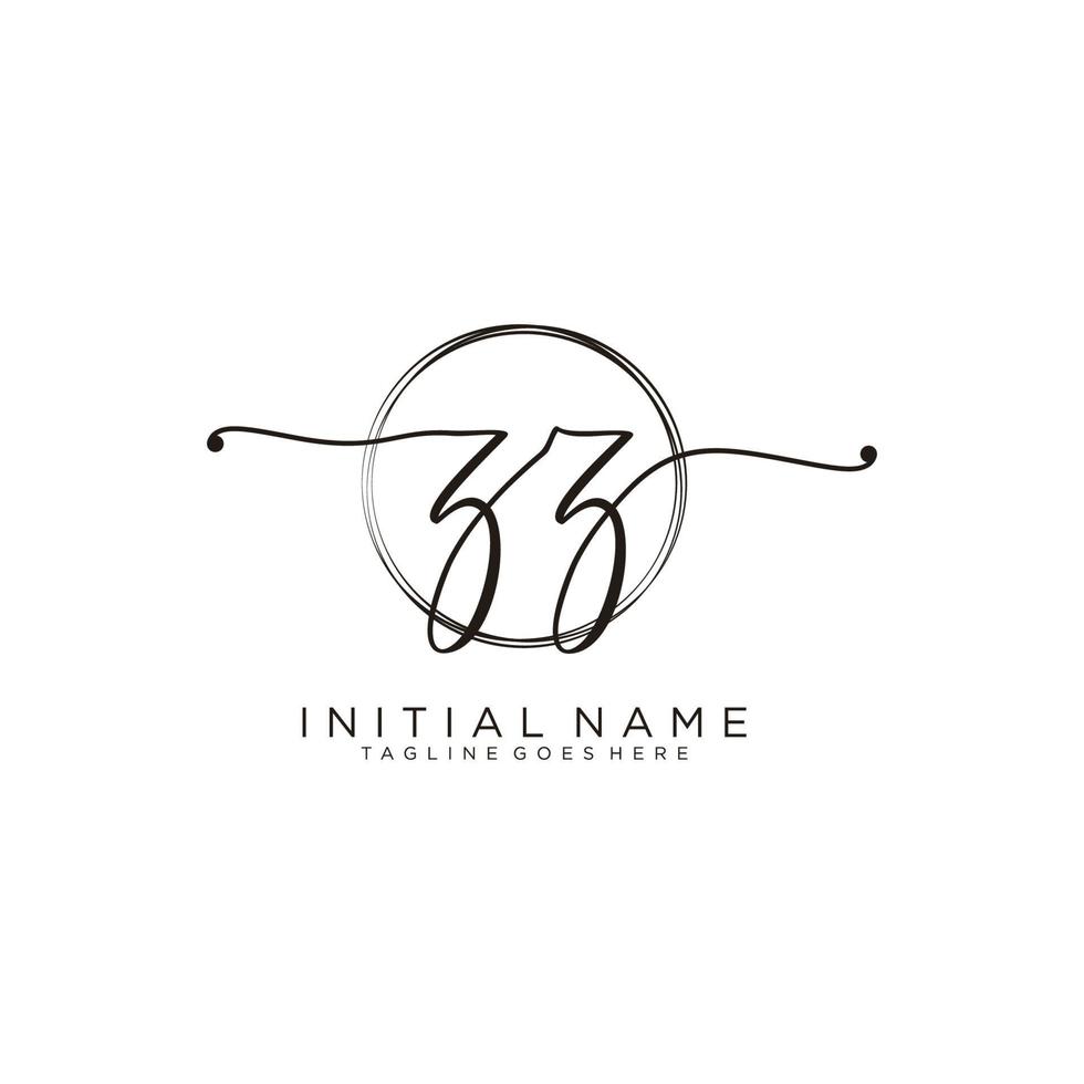 Initial ZZ feminine logo collections template. handwriting logo of initial signature, wedding, fashion, jewerly, boutique, floral and botanical with creative template for any company or business. vector