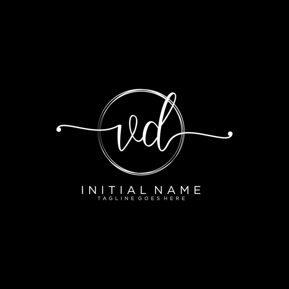 Initial VD feminine logo collections template. handwriting logo of initial signature, wedding, fashion, jewerly, boutique, floral and botanical with creative template for any company or business. vector