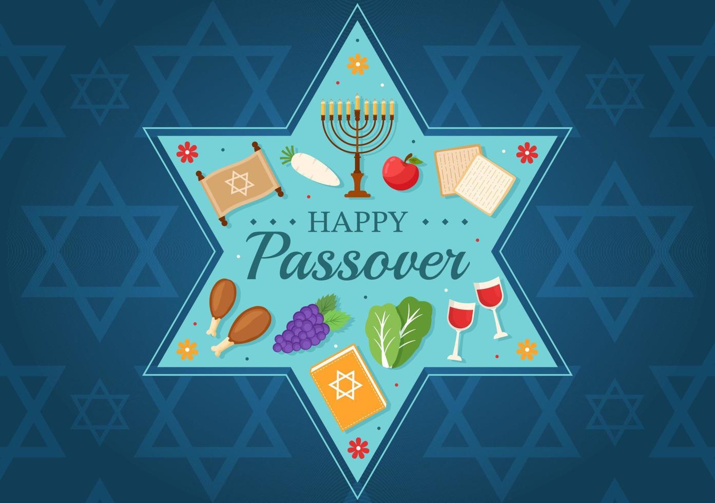 Happy Passover Illustration with Wine, Matzah and Pesach Jewish Holiday for Web Banner or Landing Page in Flat Cartoon Hand Drawn Templates vector