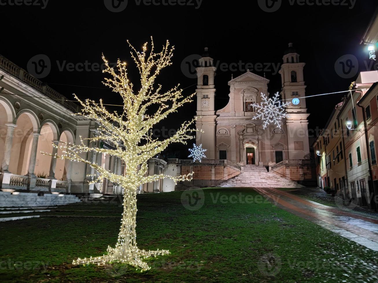 Lavagna pueblo liguria Italia Navidad decoración foto