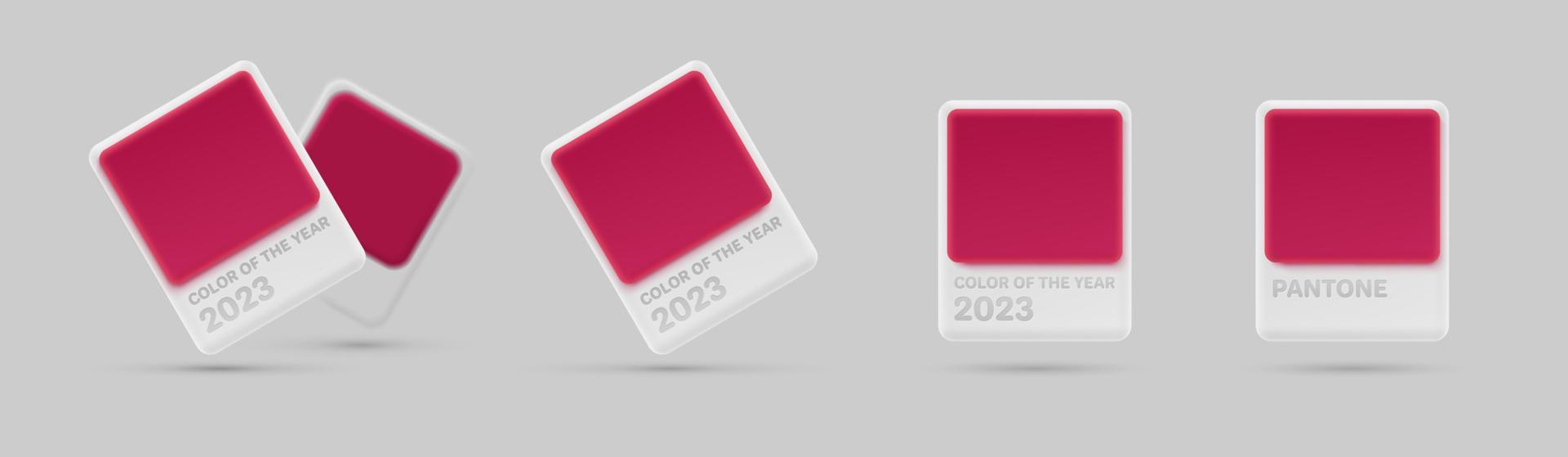 vector conjunto de volumétrico paleta de Viva magenta color de año 2023. aislado 3d modelo para etiqueta, rosado tarjeta, muestra de tela con suave sombra