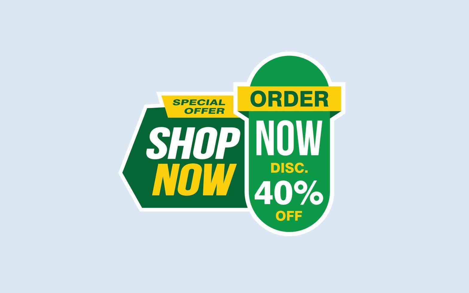 40 Percent SHOP NOW offer, clearance, promotion banner layout with sticker style. vector