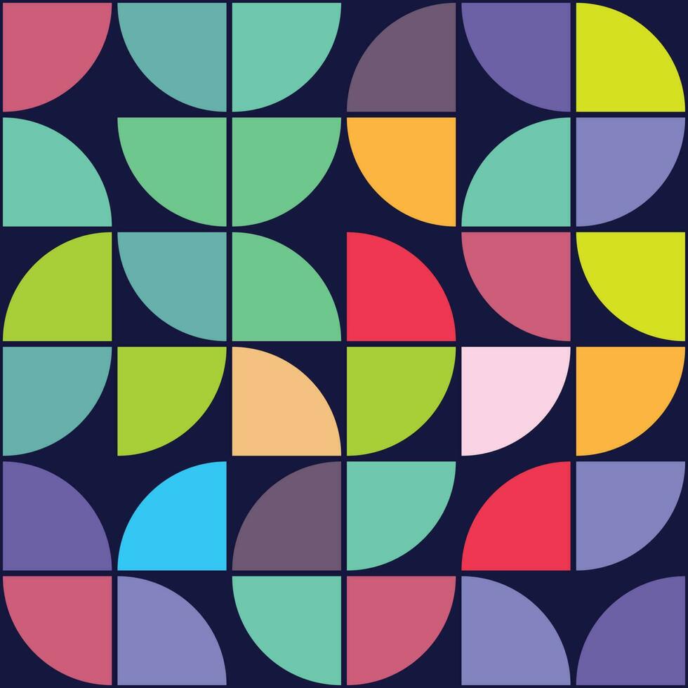 70's Geometric shapes pattern. Vintage Style Mid Century Modern Vector seamless repeat perfect on wall paper, wrapping paper, fabrics, textiles and home decor.