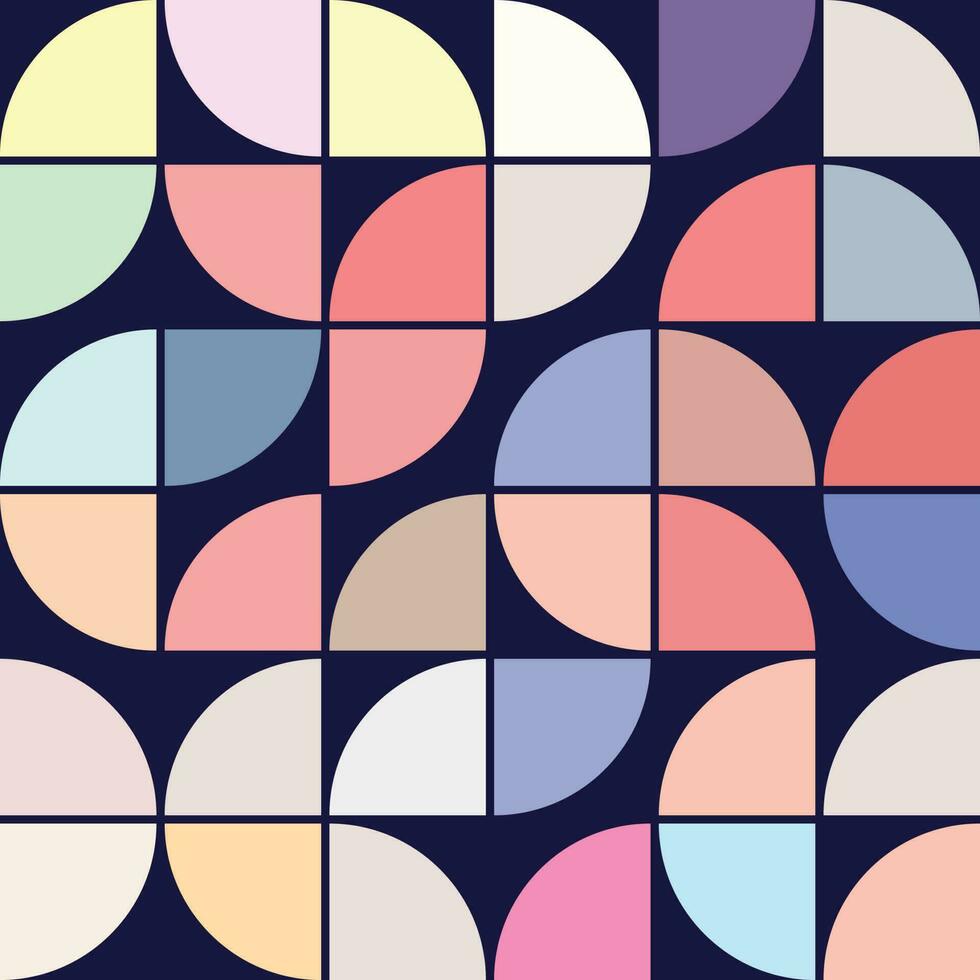 70's Geometric shapes pattern. Vintage Style Mid Century Modern Vector seamless repeat perfect on wall paper, wrapping paper, fabrics, textiles and home decor.