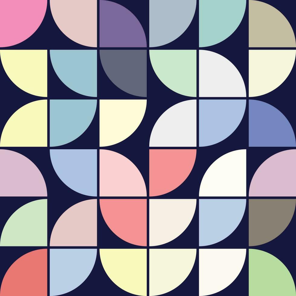 70's Geometric shapes pattern. Vintage Style Mid Century Modern Vector seamless repeat perfect on wall paper, wrapping paper, fabrics, textiles and home decor.