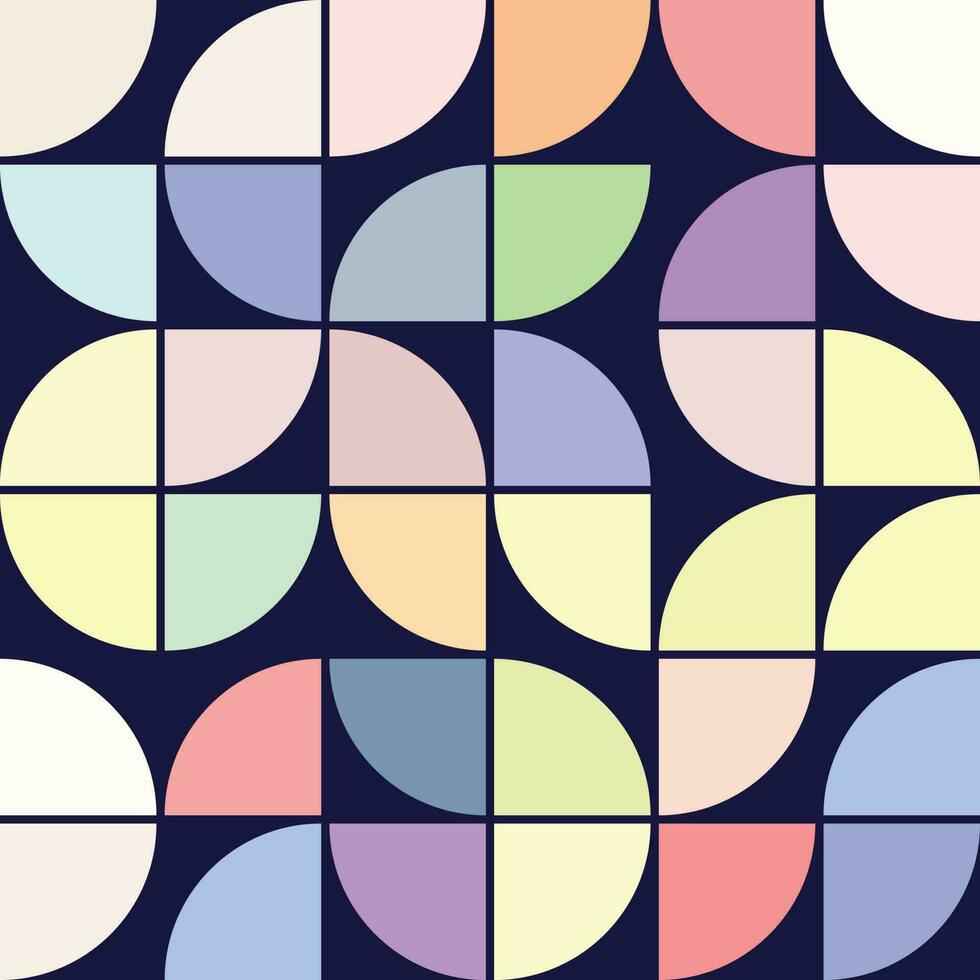 70's Geometric shapes pattern. Vintage Style Mid Century Modern Vector seamless repeat perfect on wall paper, wrapping paper, fabrics, textiles and home decor.