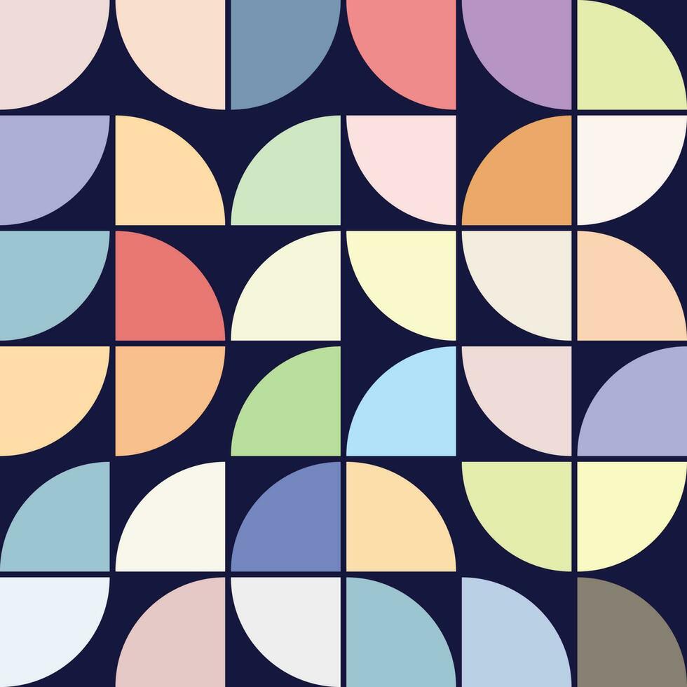 70's Geometric shapes pattern. Vintage Style Mid Century Modern Vector seamless repeat perfect on wall paper, wrapping paper, fabrics, textiles and home decor.