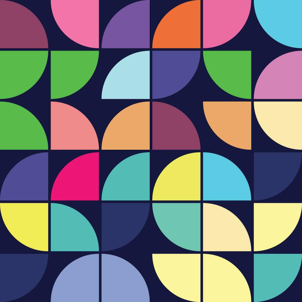 70's Geometric shapes pattern. Vintage Style Mid Century Modern Vector seamless repeat perfect on wall paper, wrapping paper, fabrics, textiles and home decor.