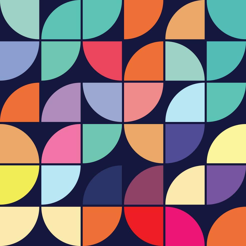 70's Geometric shapes pattern. Vintage Style Mid Century Modern Vector seamless repeat perfect on wall paper, wrapping paper, fabrics, textiles and home decor.