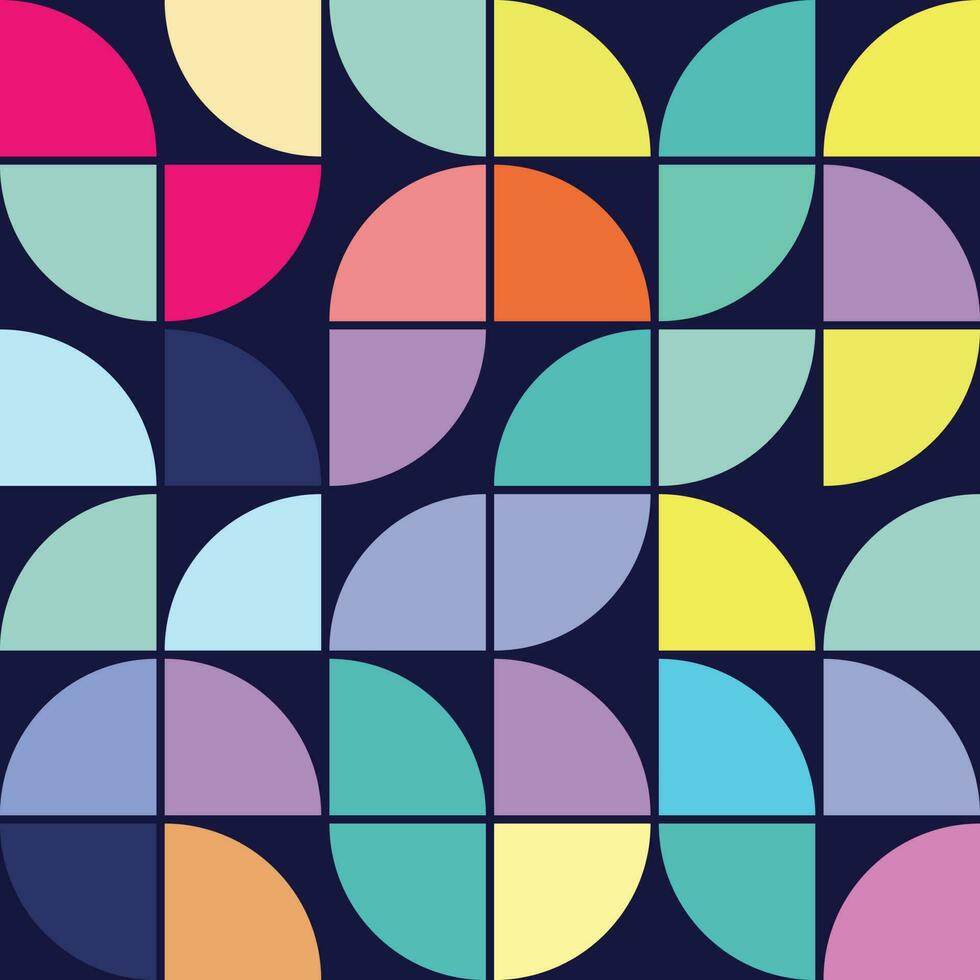 70's Geometric shapes pattern. Vintage Style Mid Century Modern Vector seamless repeat perfect on wall paper, wrapping paper, fabrics, textiles and home decor.