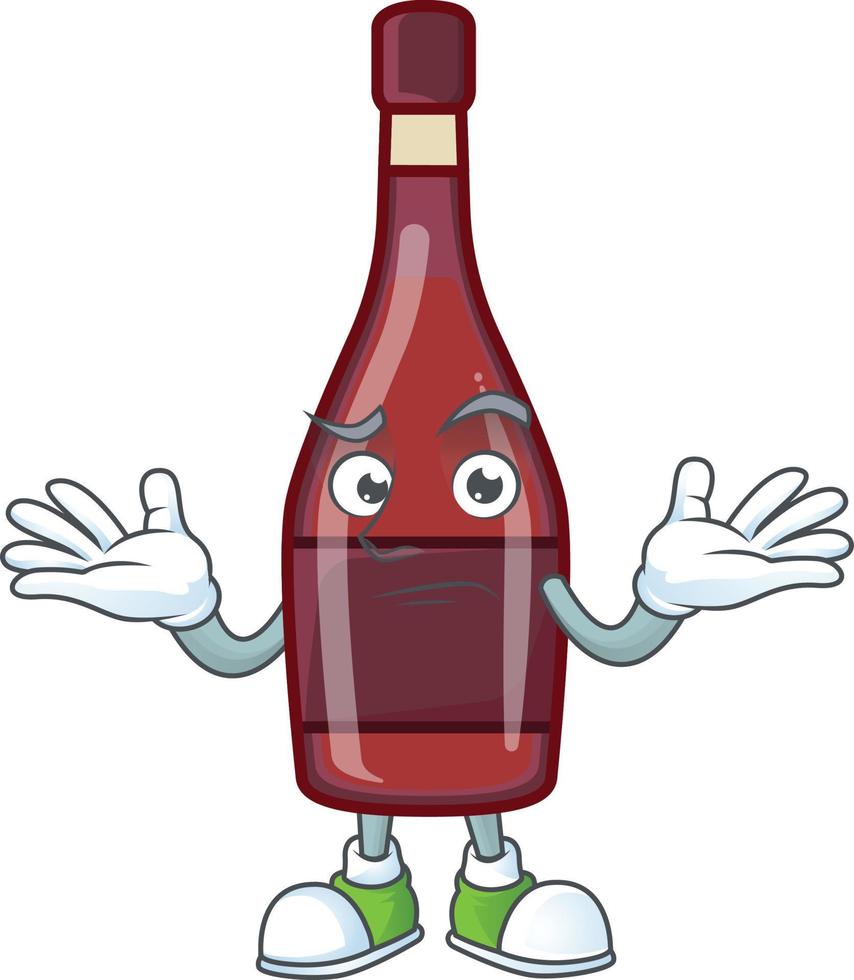 Red bottle wine cartoon character style vector