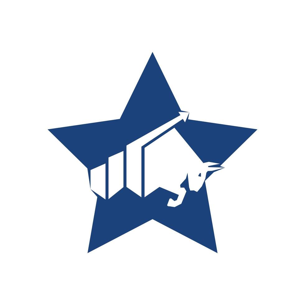 Bull with chart bar logo design. Finance vector logo design.