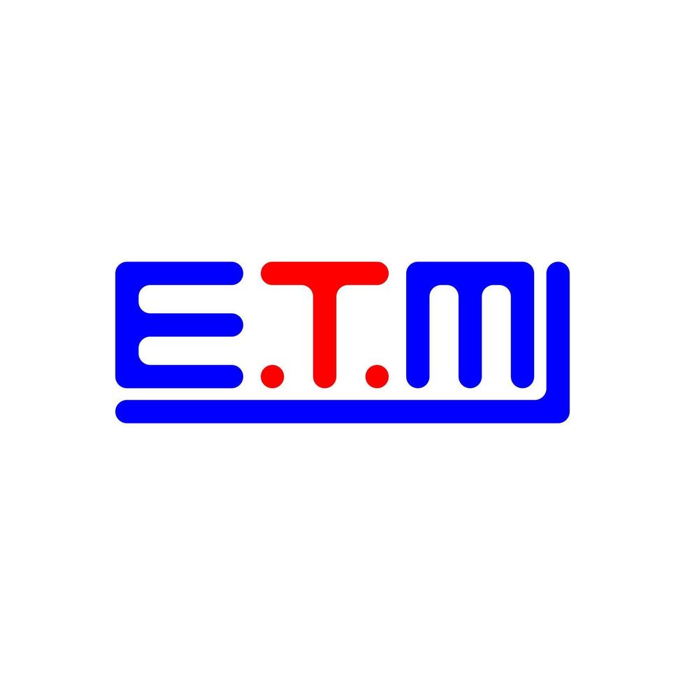 ETM letter logo creative design with vector graphic, ETM simple and modern logo.