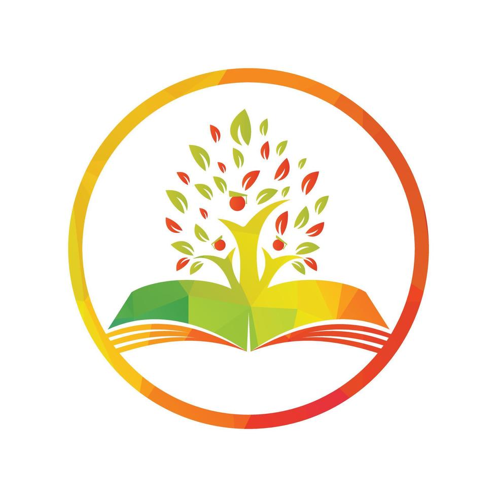 Education tree growth on book idea vector logo. Students with Graduation cap vector design.