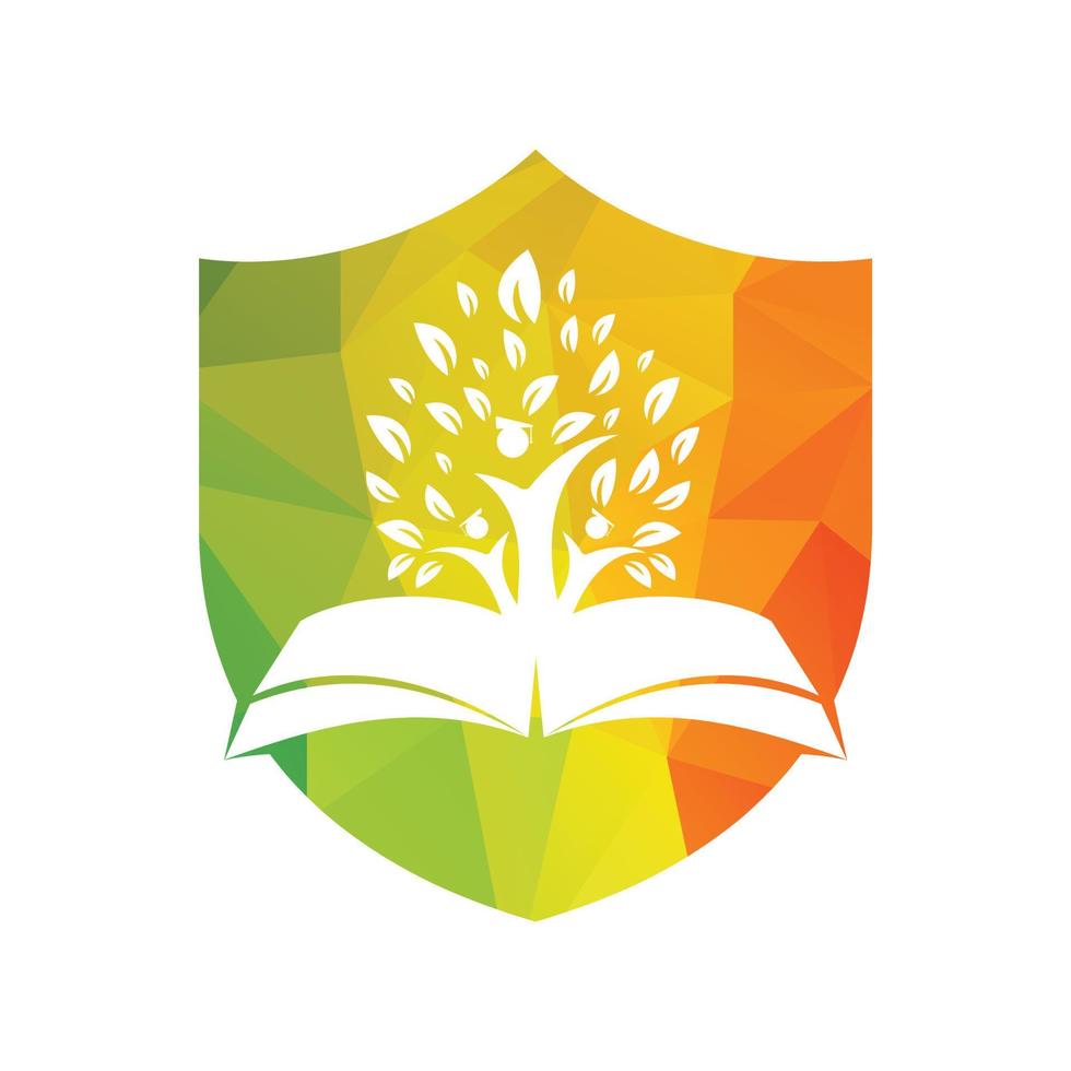 Education tree growth on book idea vector logo. Students with Graduation cap vector design.