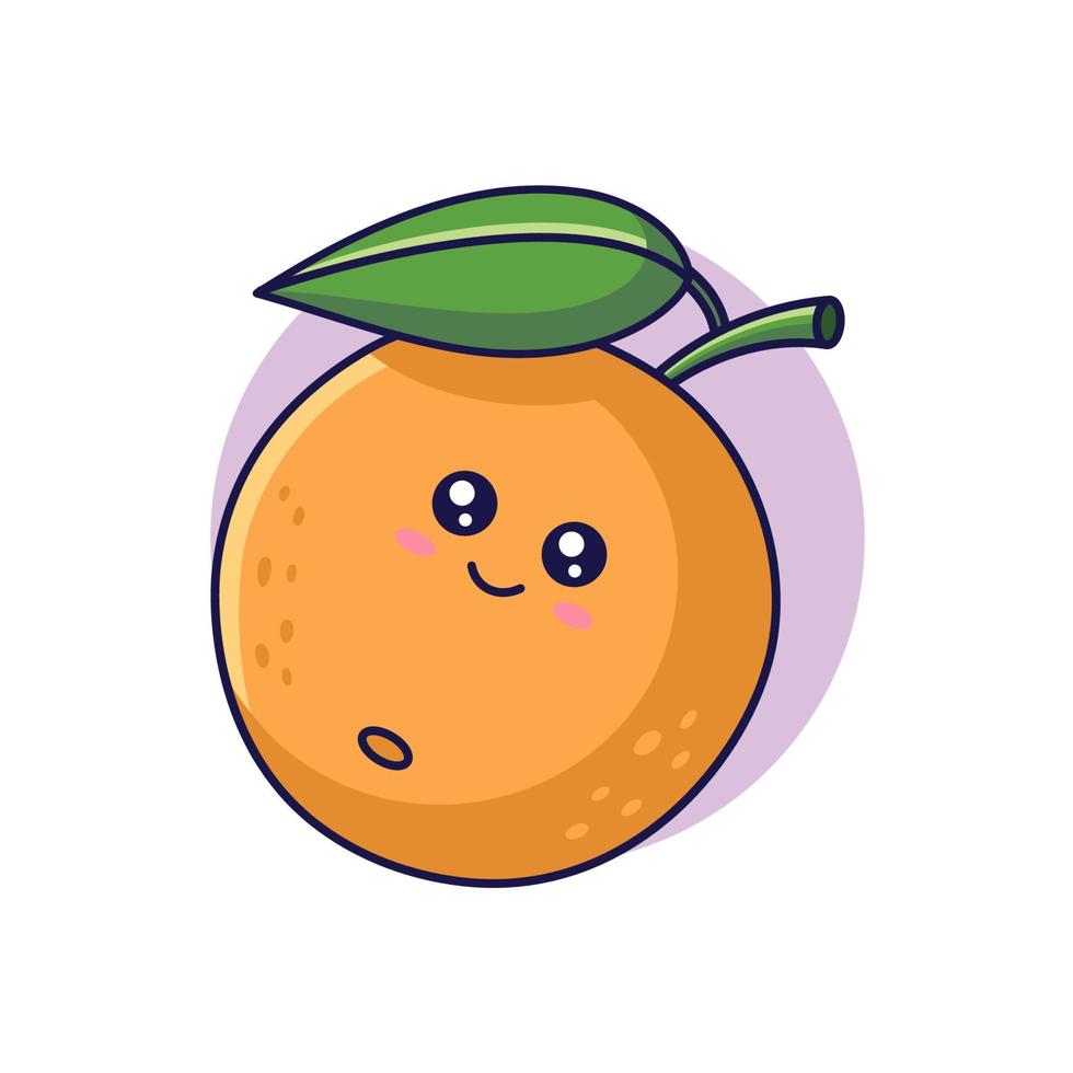 linda kawaii naranja personaje. vector mano dibujado dibujos animados icono ilustración. naranja personaje en garabatear estilo. aislado en blanco antecedentes.