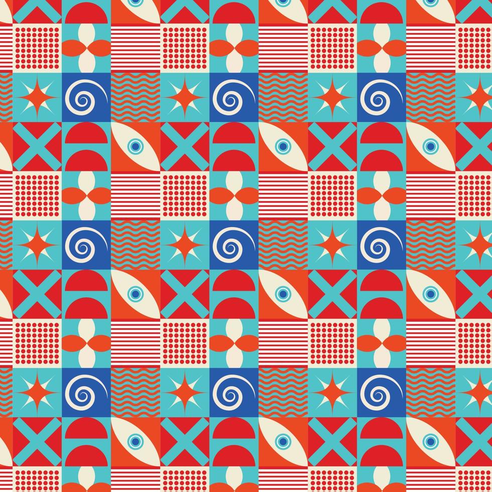 Colorful neo geometric pattern. Grid with color geometrical shapes. Modern abstract background vectorPrint vector