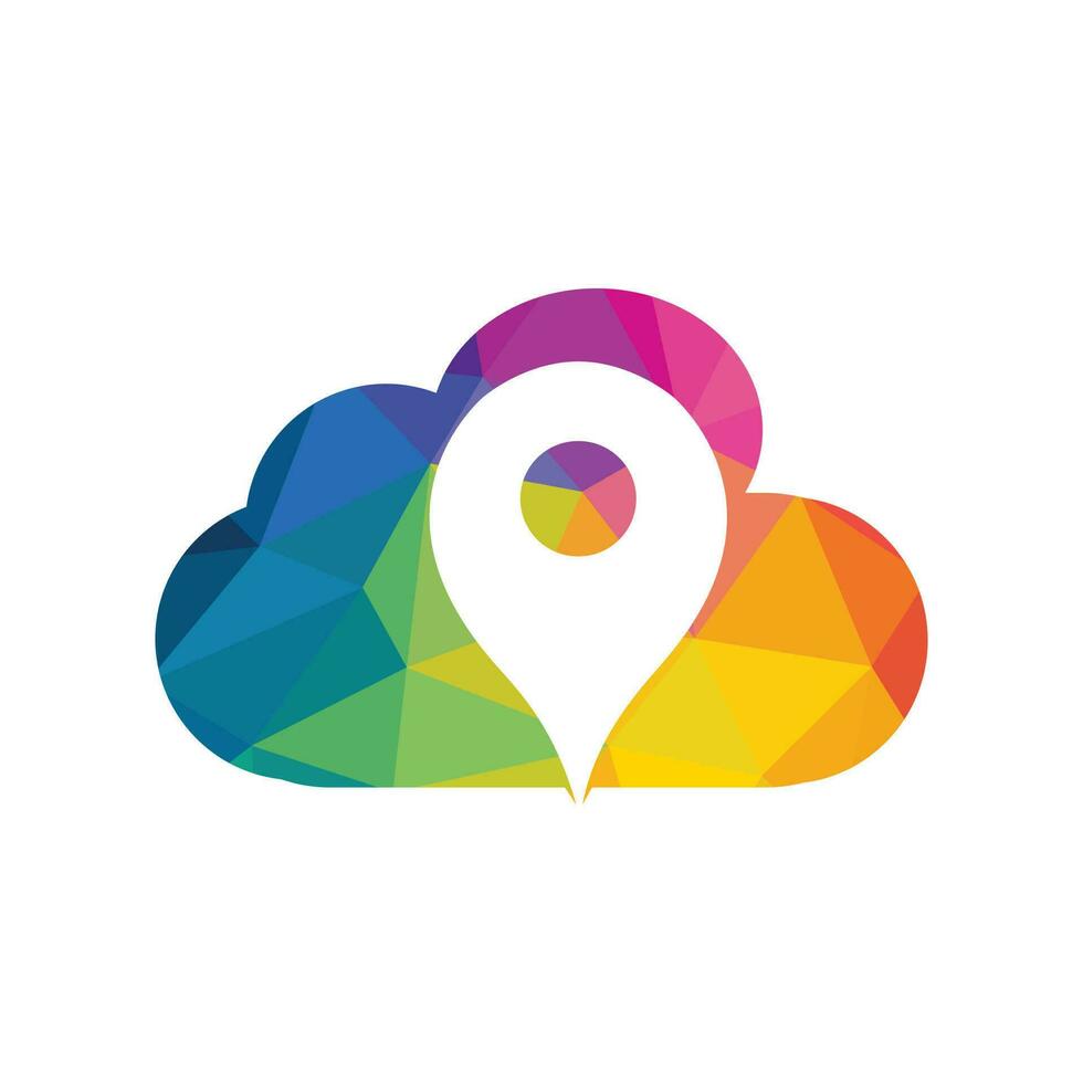 Pin map with cloud logo design. Abstract GPS vector. Navigation vector icon. Cloud computing concept.