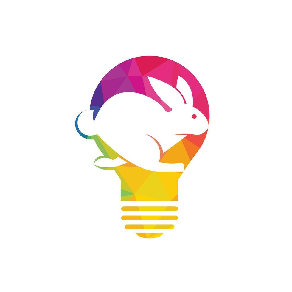 Rabbit and bulb vector logo design. Creative running rabbit and lightbulb logo vector concept element.
