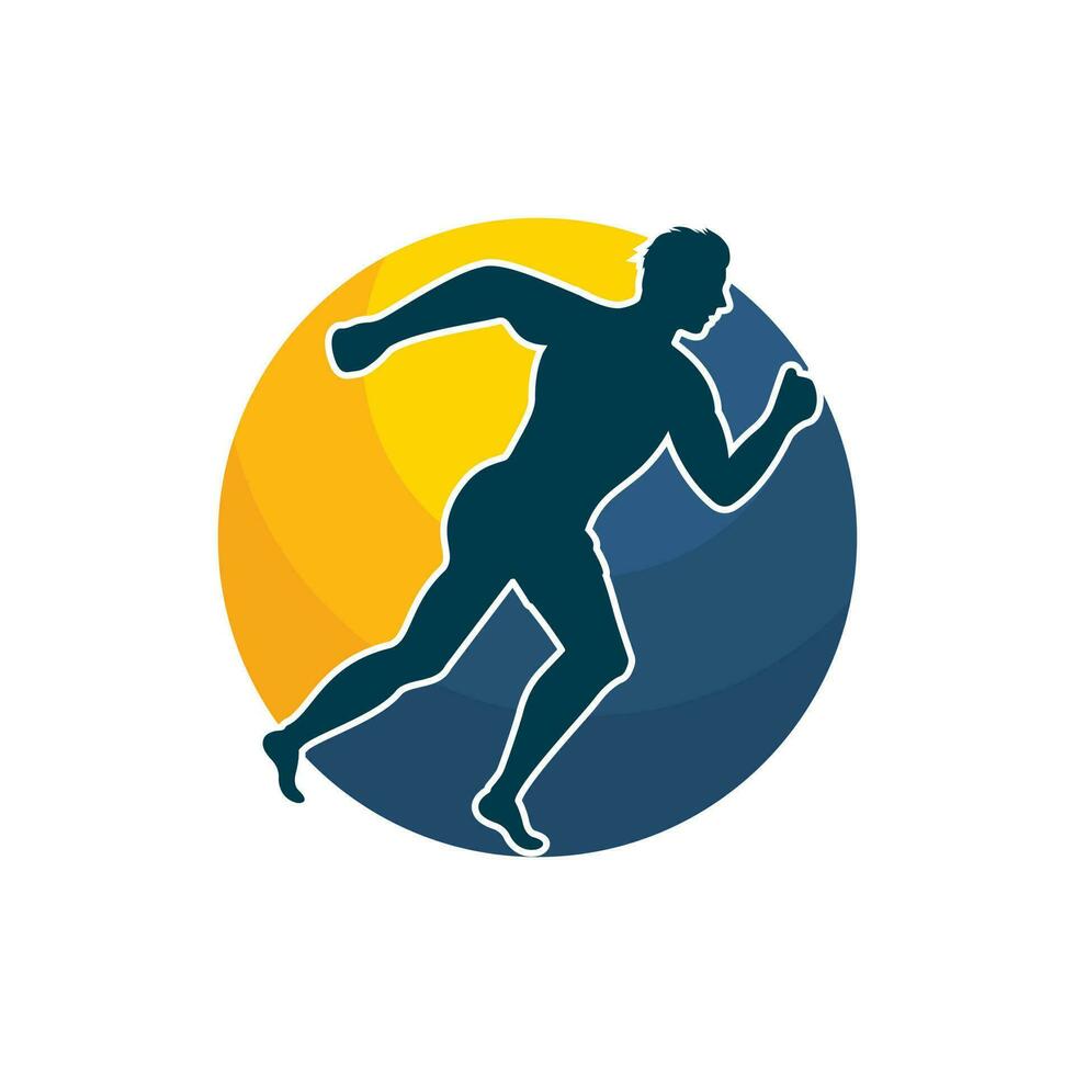 Running and Marathon Logo Vector Design. Running man vector symbol. Sport and competition concept.